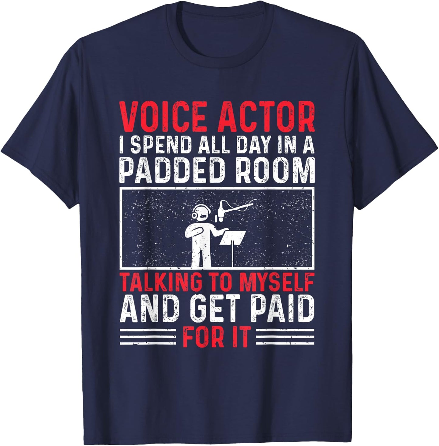 Funny Voice-Over Design Voice Actor ,Black,Small T-Shirt - T-Shirt | Navy