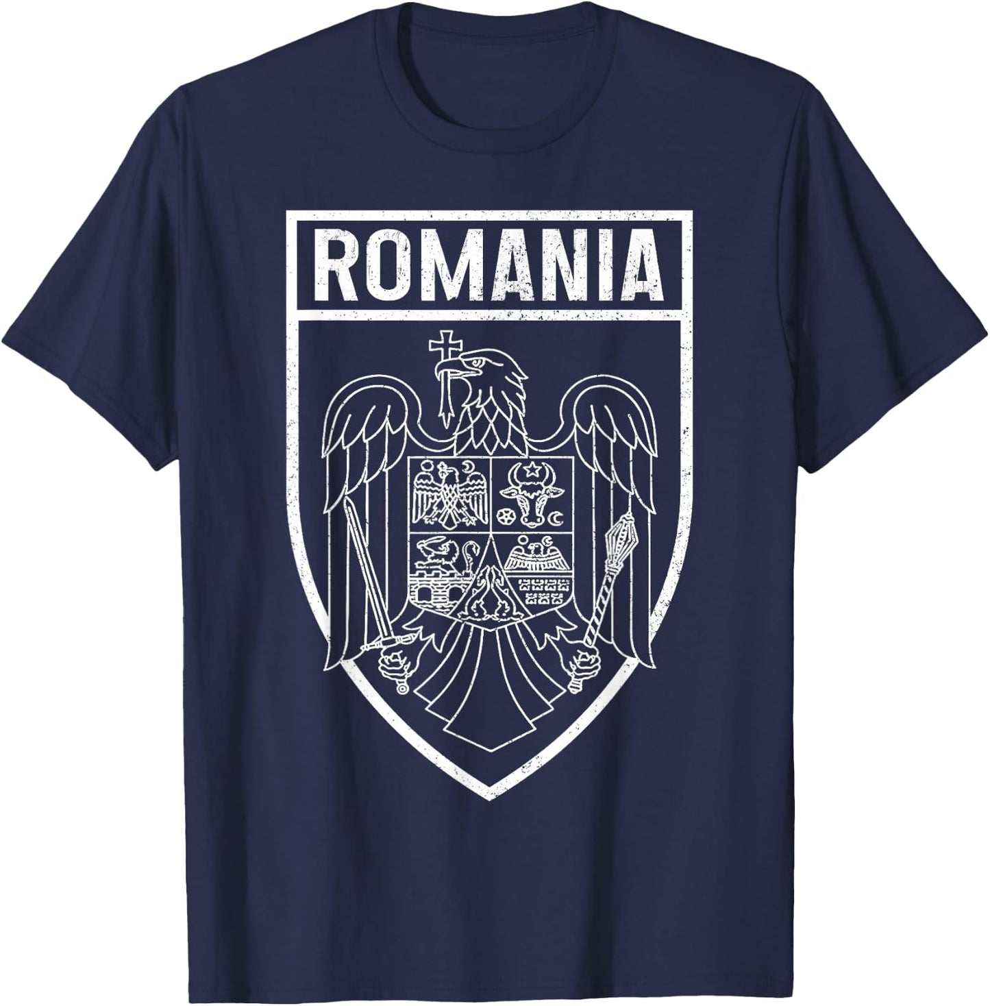 Romania Romania Flag Pride Vintage T-Shirt - T-Shirt | Navy