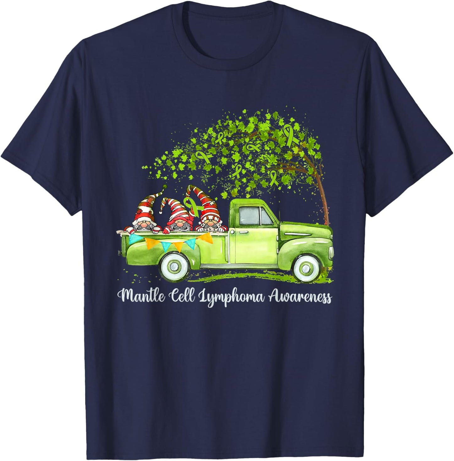 Gnomes Riding Truck Mantle Cell Lymphoma Awareness T-Shirt - T-Shirt | Navy