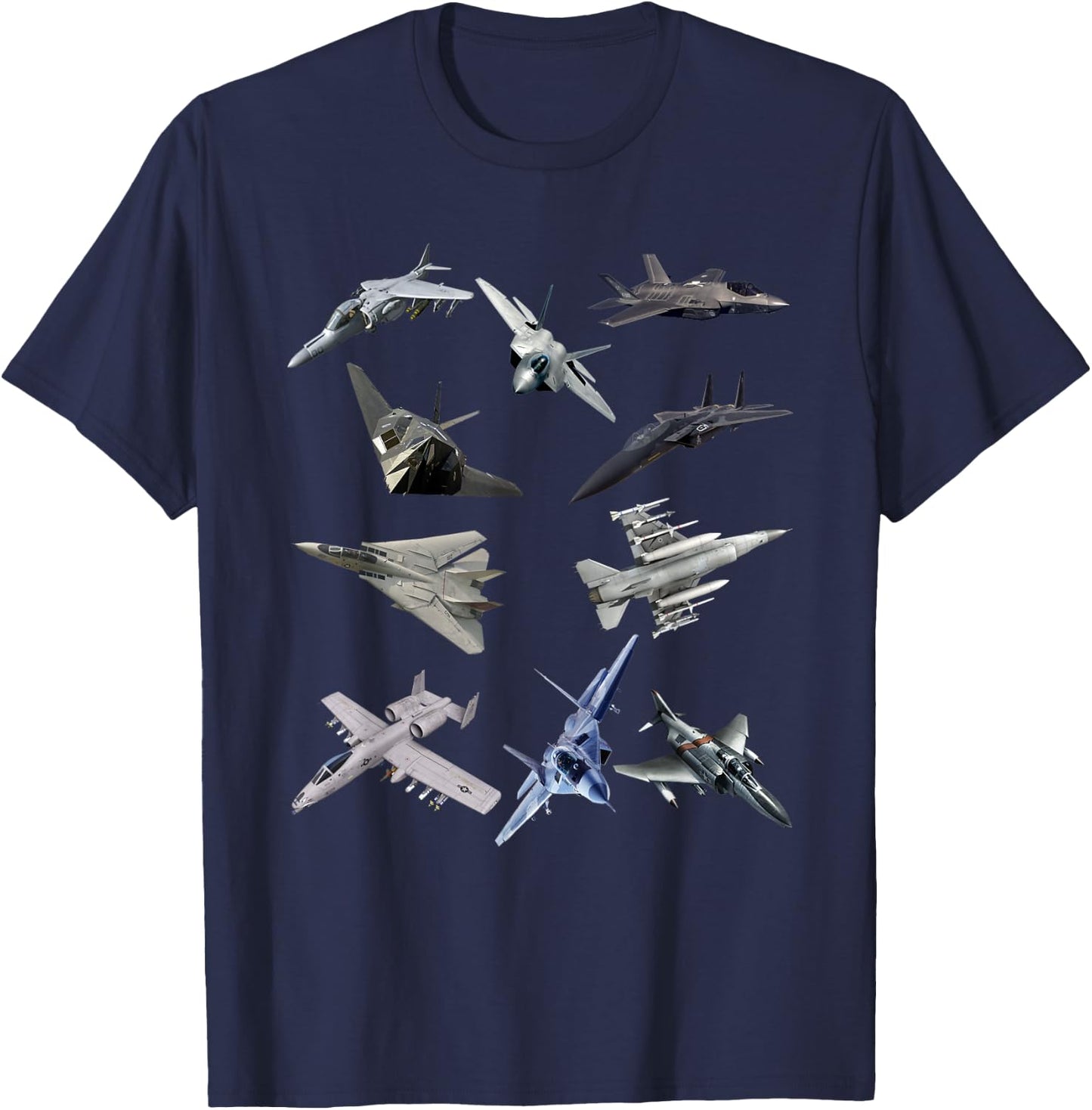 F22 Raptor F18 Hornet F4 Tomcat F35 F15 F16 F117 A10 F4 T-Shirt - T-Shirt | Navy