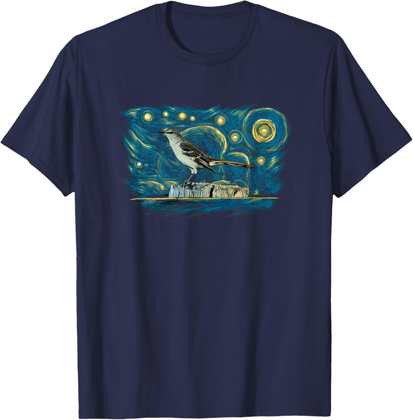 Retro Vintage Style Mockingbird T-Shirt - T-Shirt | Navy