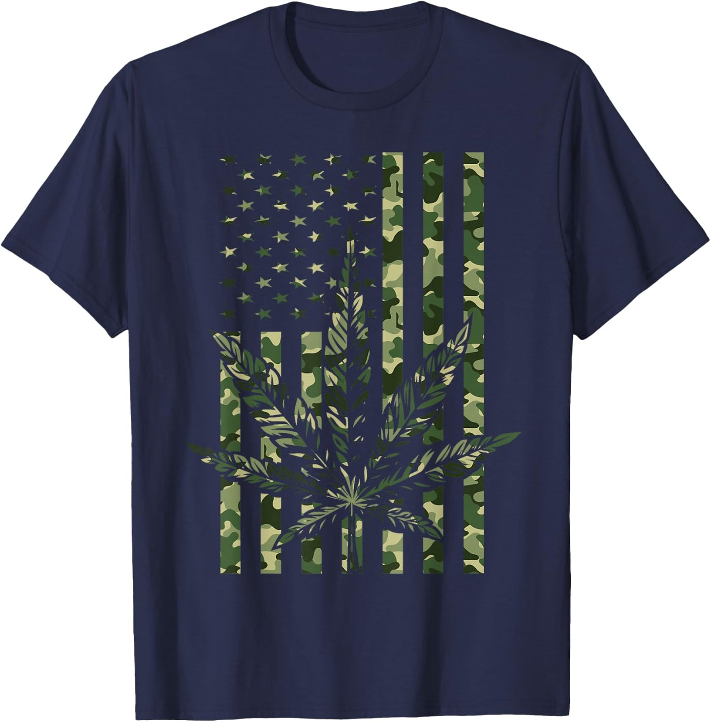American Flag Camo Legalize Marijuana Patriotic Pot Lover T-Shirt - T-Shirt | Navy