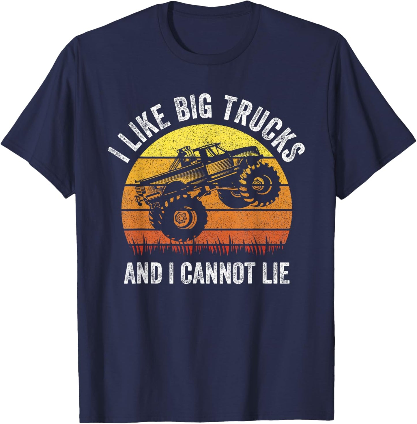 Retro I Like Big Trucks And I Cannot Lie Monstertruck Engine T-Shirt - T-Shirt | Navy