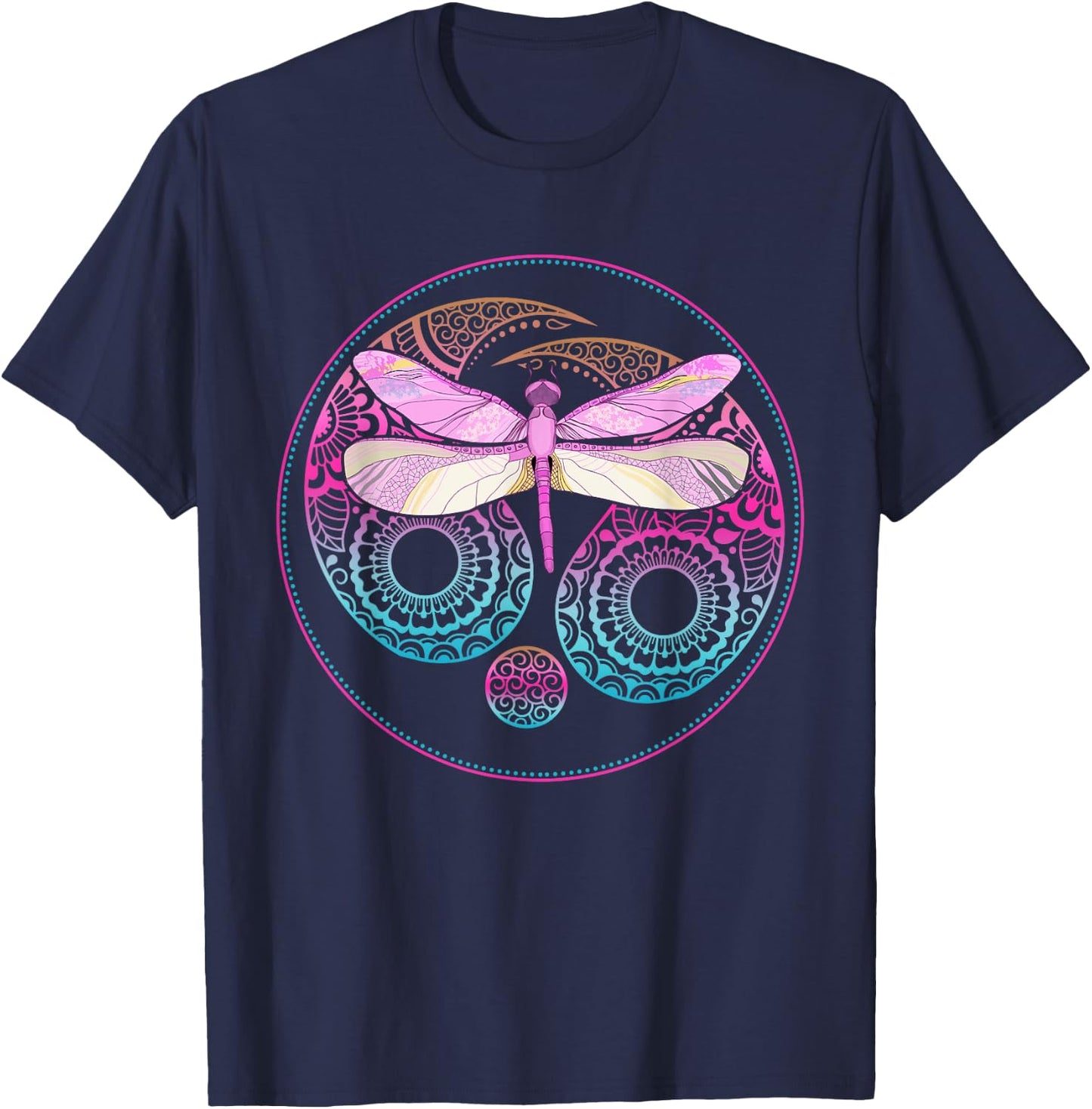 Yin Yang Hippie Dragonfly T-Shirt - T-Shirt | Navy