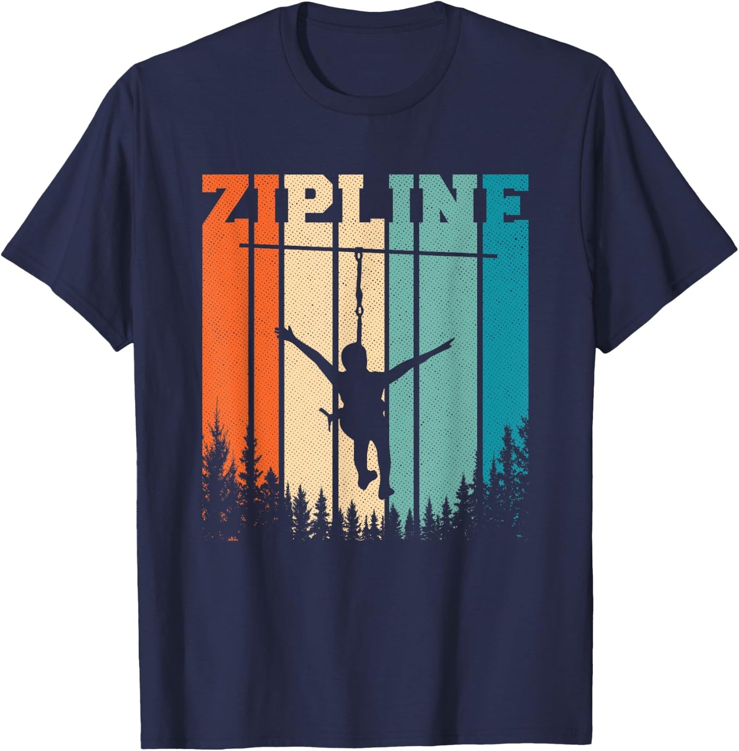 Zip Line Zipline Adventure Vintage Ziplining Ziplines T-Shirt - T-Shirt | Navy