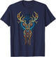 Deer Geometric Art Animal Mandala Colorful Artwork Deer T-Shirt - T-Shirt | Navy