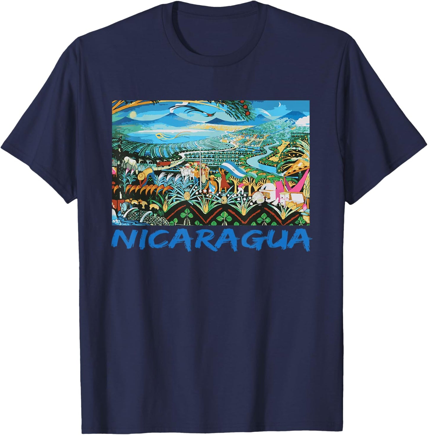 Nicaragua Artesania Central America Flag Art T-Shirt - T-Shirt | Navy