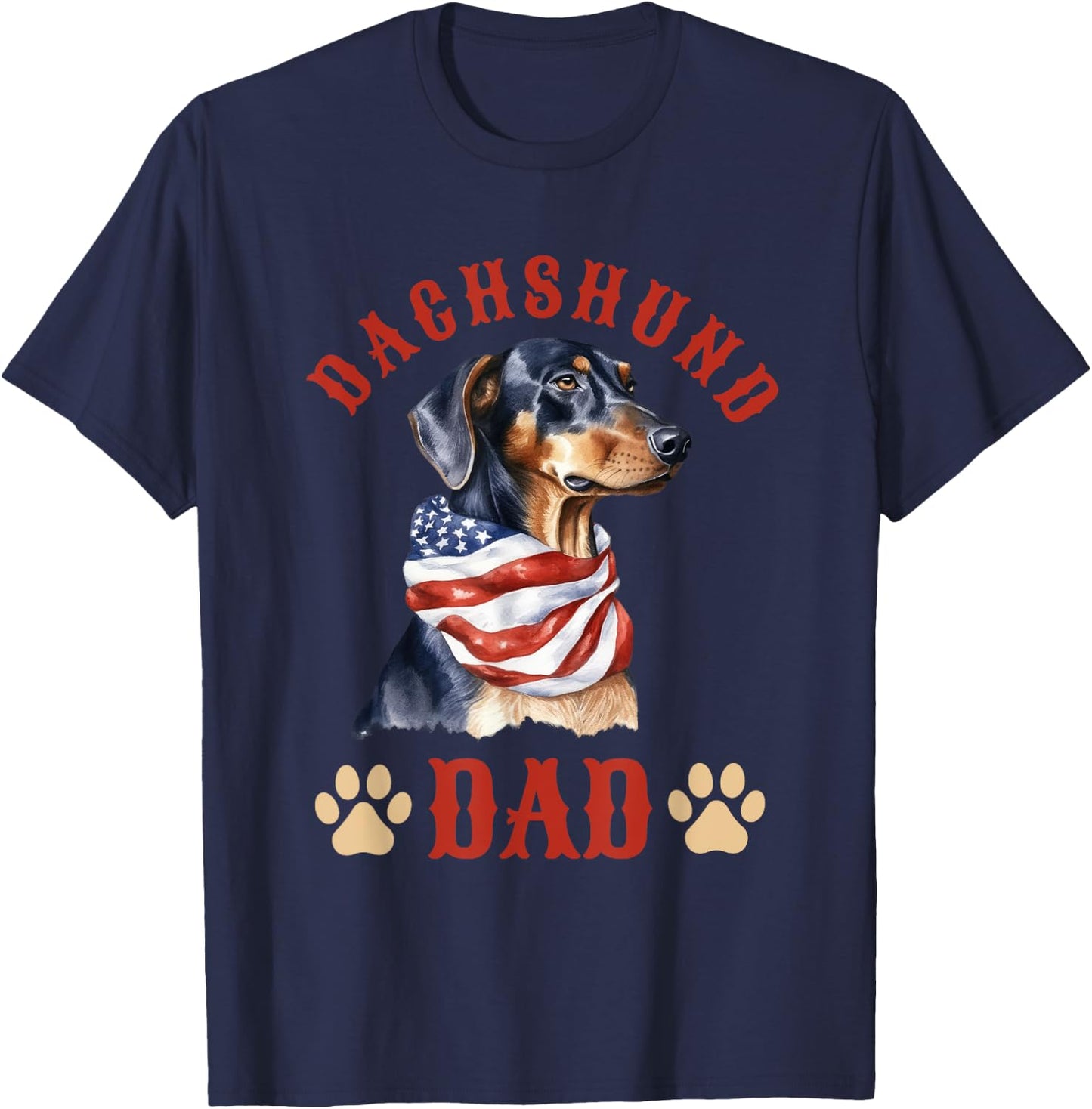 Dachshund Dad Dog Father's Day 4th of July Kids Men T-Shirt - T-Shirt | Navy