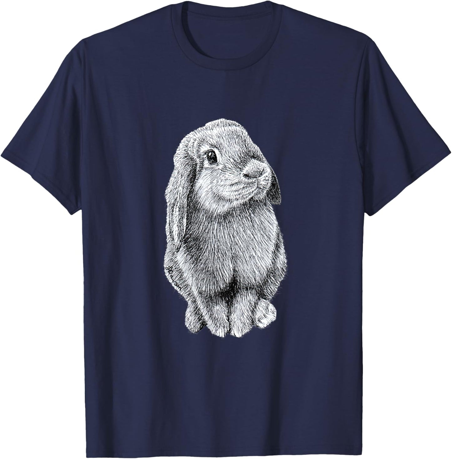 Cute Lop Eared Bunny Rabbit T-Shirt - T-Shirt | Navy