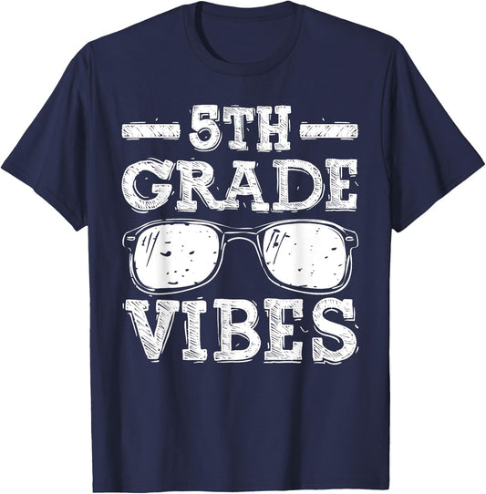 Back to School 5th Grade Vibes, First Day Teacher Children T-Shirt - T-Shirt | Navy
