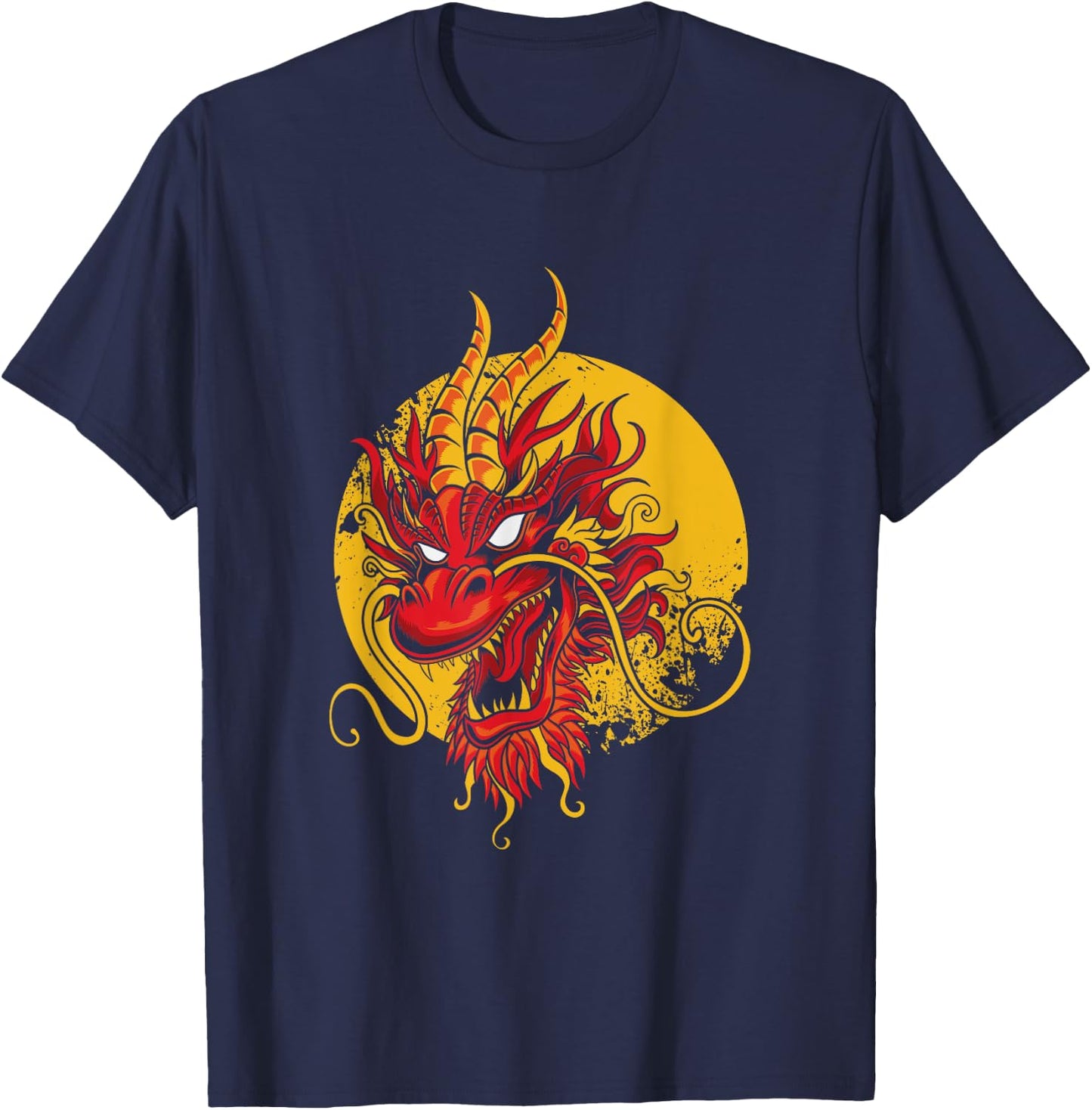 Angry Dragon Head Mythical Creature Sci Fi Science Fiction T-Shirt - T-Shirt | Navy