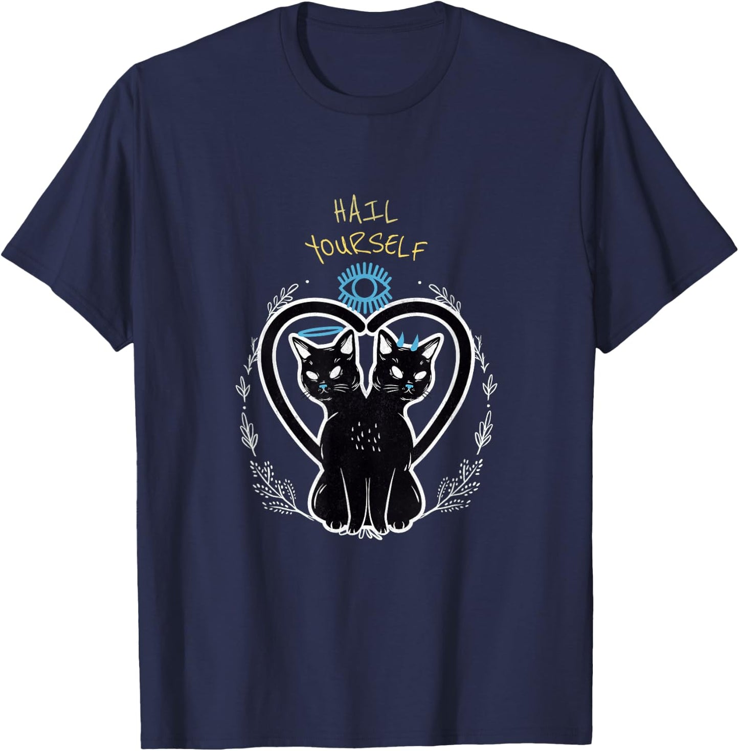 Cats from Hell Women's Hail Yourself Last Podcast on the Left Evil Cats LPOTL - Black, Small, Short Sleeve, Classic Fit, Cotton 60% Polyester 40% T-Shirt - T-Shirt | Navy