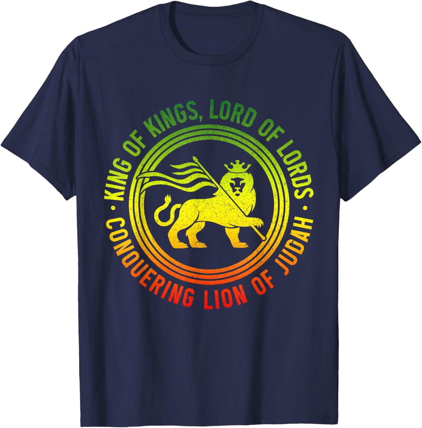 Lion Of Judah Reggae Music Rastafari Hebrew Israelite T-Shirt - T-Shirt | Navy