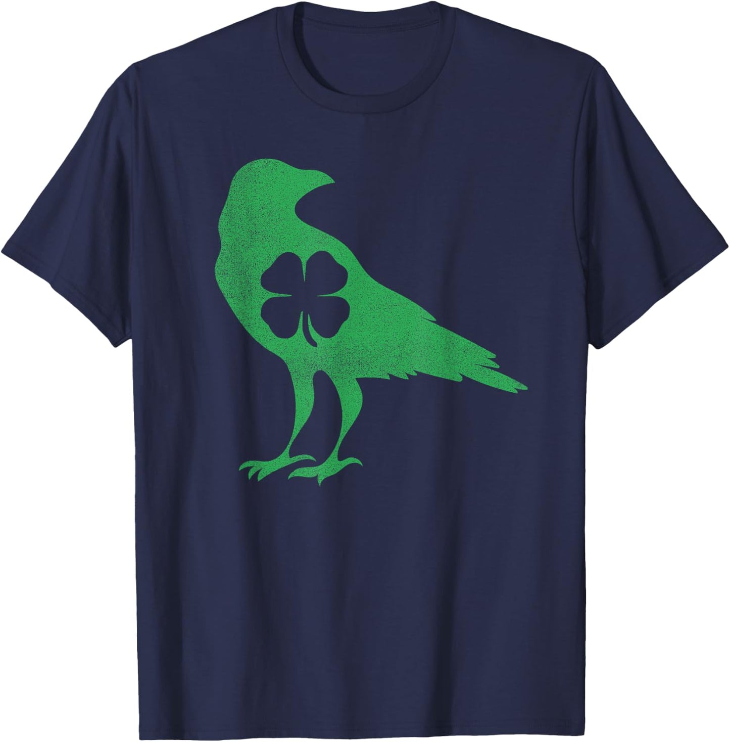 Raven Crow Bird Shamrock St. Patrick's Day Saint Paddy's T-Shirt - T-Shirt | Navy