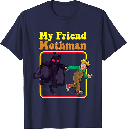 My Friend Mothman Funny Retro Cryptid Creatures Monster Kids T-Shirt - T-Shirt | Navy