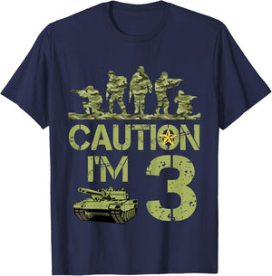 Kids 3rd Birthday Military I'm 3 Year Old Soldier Camo 3 Birthday T-Shirt - T-Shirt | Navy