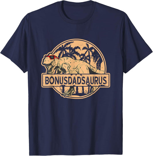Bonus Dad Saurus T Rex Family Matching DaddySaurus Stepdad T-Shirt - T-Shirt | Navy