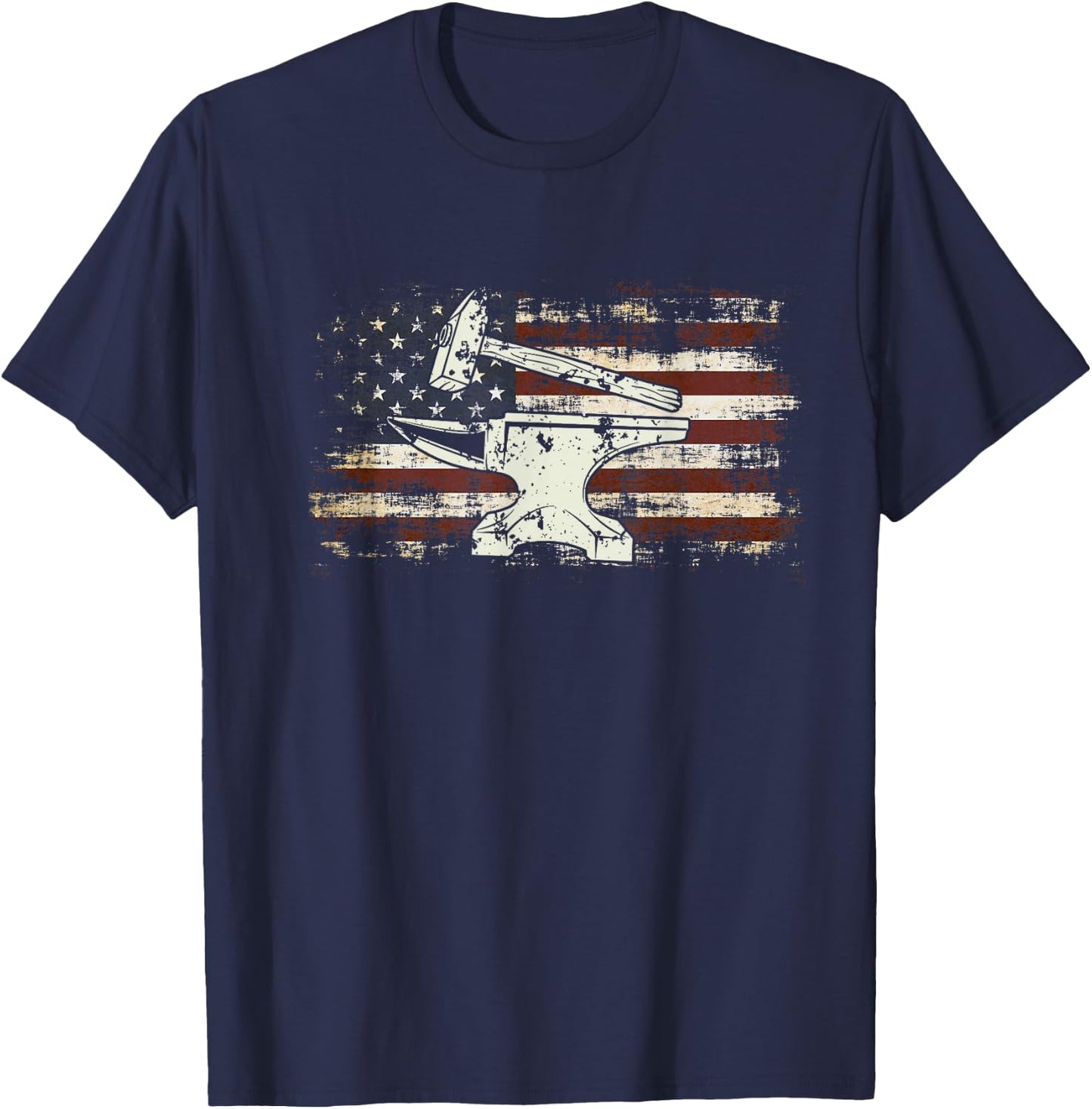 Schmiedegeschenke Patriotic American Flag Forging T-Shirt - T-Shirt | Navy
