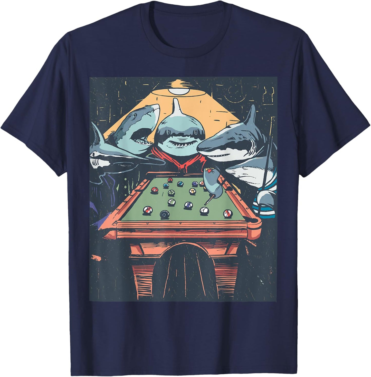 Sharky Billiards Crew - Pool Sharks T-Shirt - T-Shirt | Navy