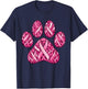 Pink Ribbon Dog Paw Print Breast Cancer Awareness Puppy Love Men Women Kids T-Shirt - T-Shirt | Navy