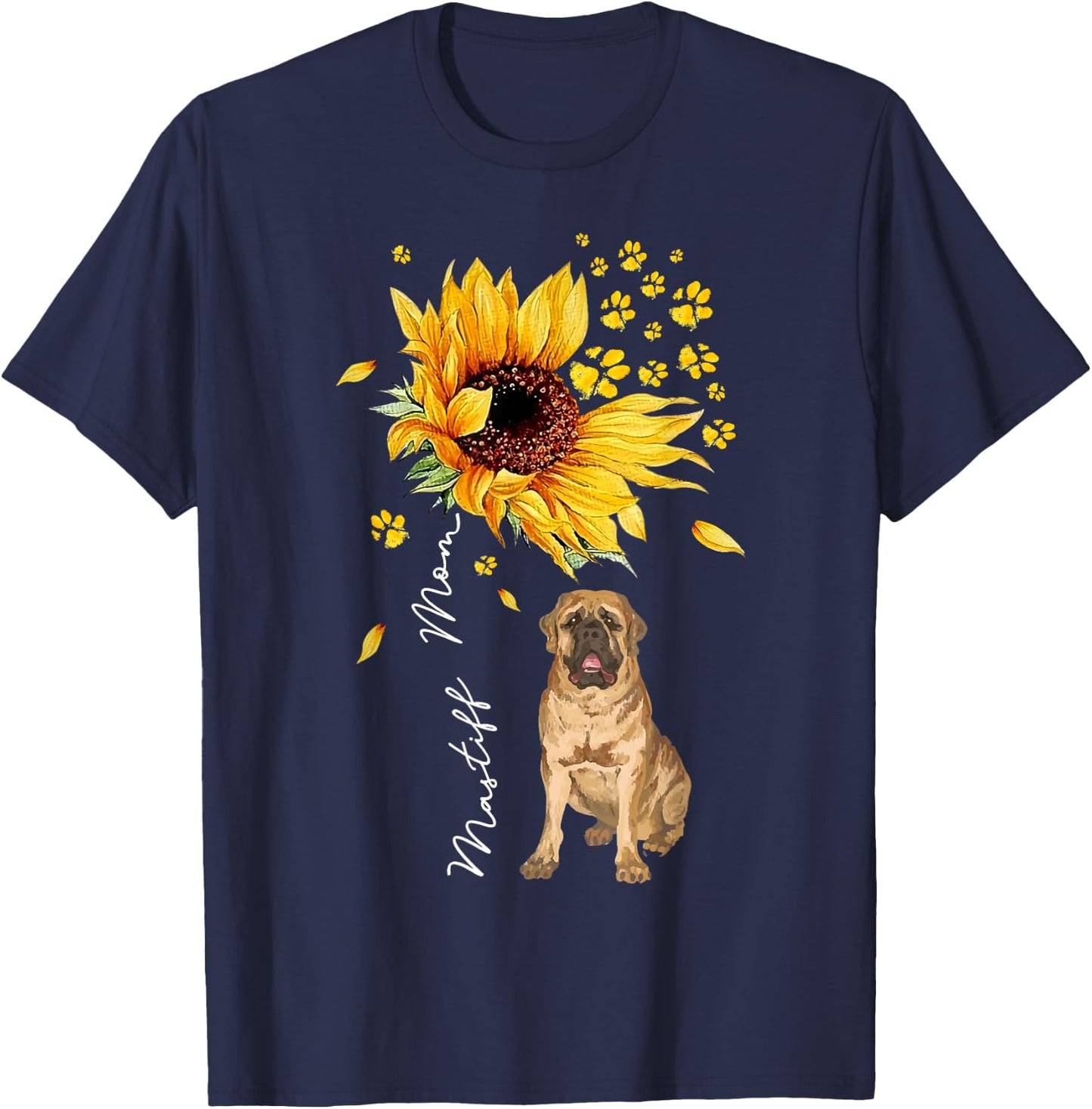 Sunflower Mastiff Mom Dog Lover Mother's Day T-Shirt - T-Shirt | Navy