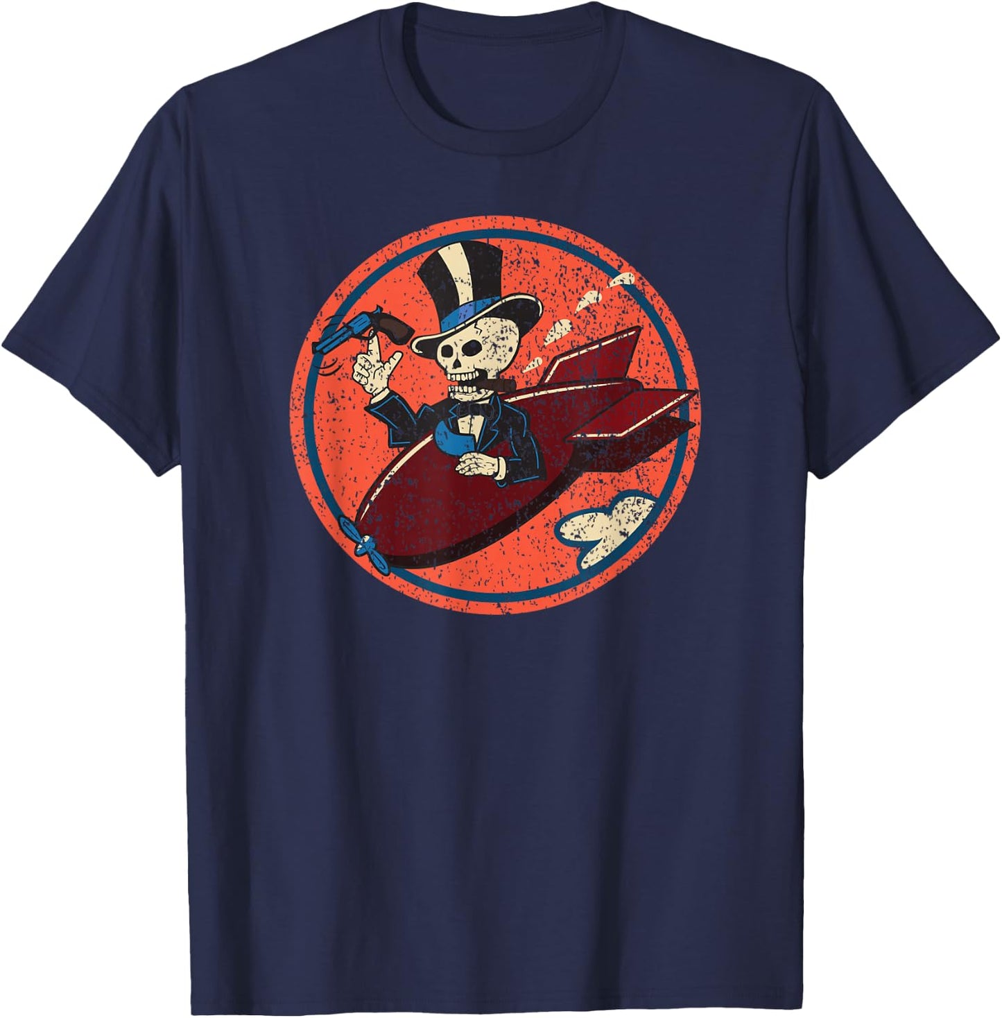 World War I 85 Bomb Squadron Pilot Training Skeleton T-Shirt - T-Shirt | Navy