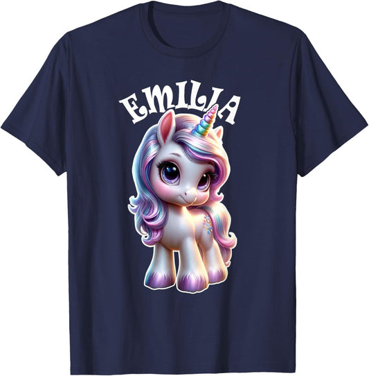 Emilia Cute Unicorn Design for Girls Name Emilia T-Shirt - T-Shirt | Navy
