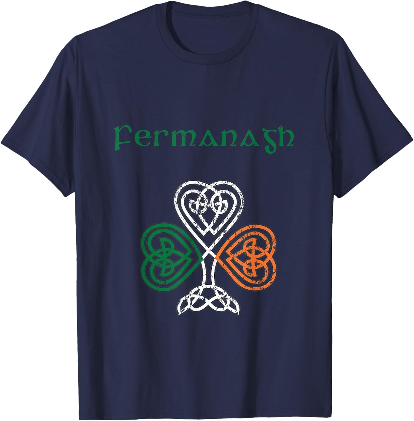 County Fermanagh Shamrock Ireland Flag, craic and ceol T-Shirt - T-Shirt | Navy