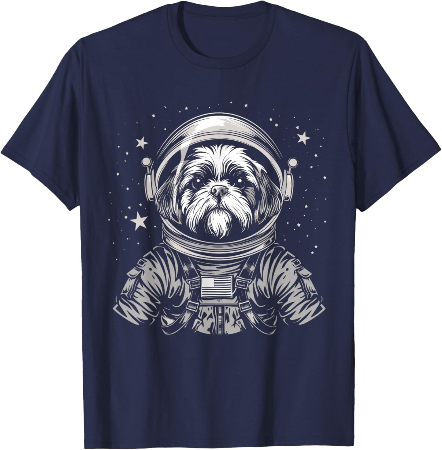 Shih Tzu Astronaut Funny Cute Dog Space Suit Men Women Girls Kids T-Shirt - T-Shirt | Navy