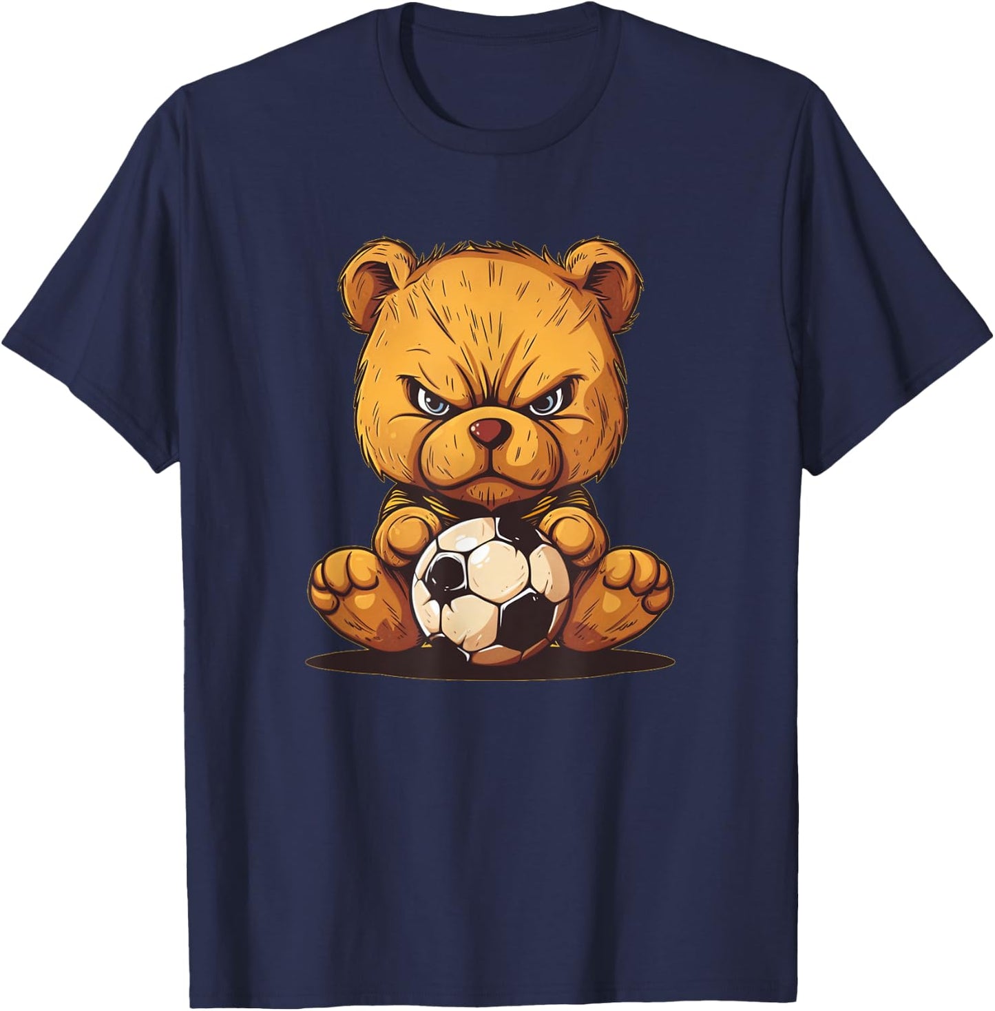 Angry Teddy bear with soccer T-Shirt - T-Shirt | Navy