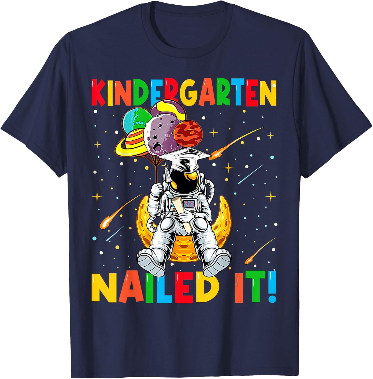Astronaut Space Kindergarten Graduation Cap Gifts for Kids T-Shirt - T-Shirt | Navy