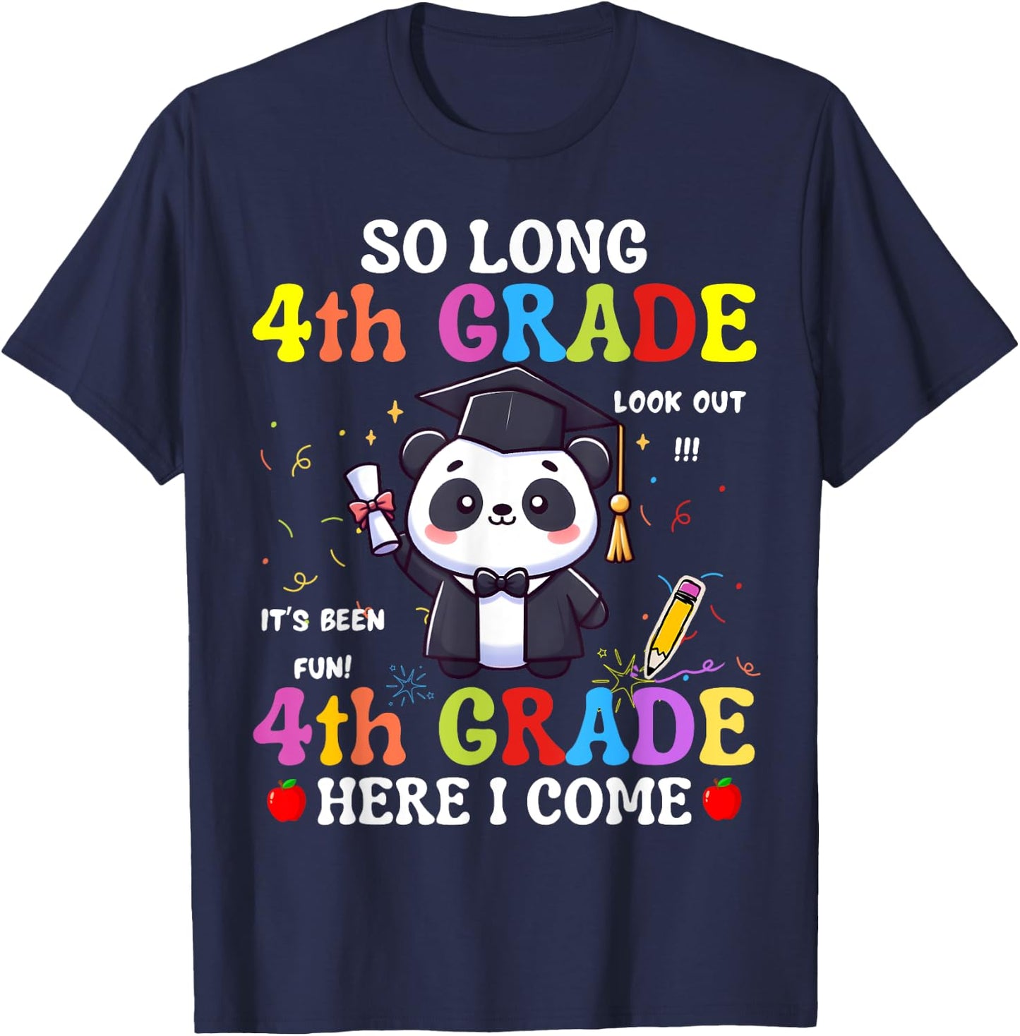 So Long 4th Grade 5th Grade Here I Come Panda Graduation T-Shirt - T-Shirt | Navy