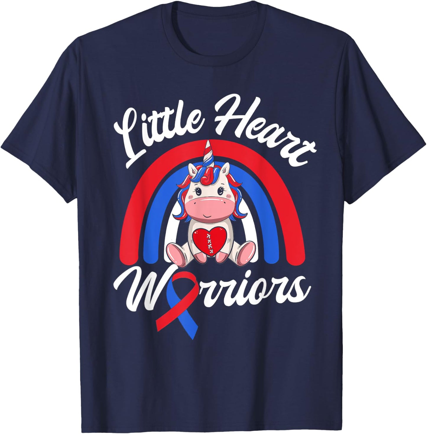 Kids CHD Awareness - Little Heart Warrior Magical Unicorn T-Shirt - T-Shirt | Navy
