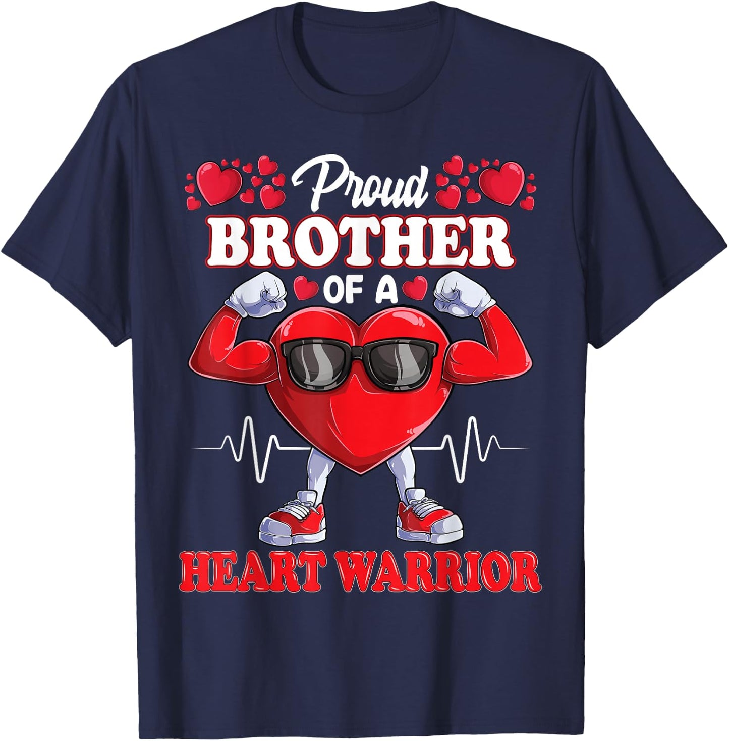 Proud Brother of a Heart Warrior CHD Awareness T-Shirt - T-Shirt | Navy