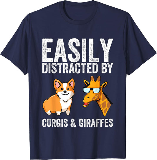 Easily distracts from corgis and giraffes. T-Shirt - T-Shirt | Navy