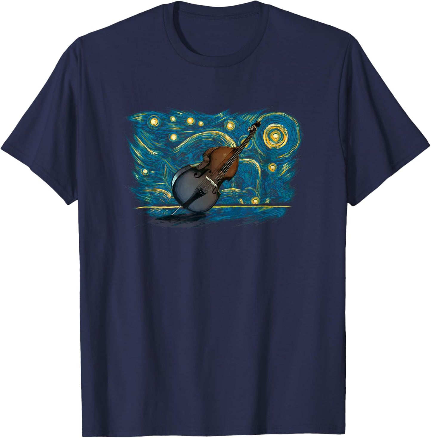 Retro Vintage Style Double Bass T-Shirt - T-Shirt | Navy