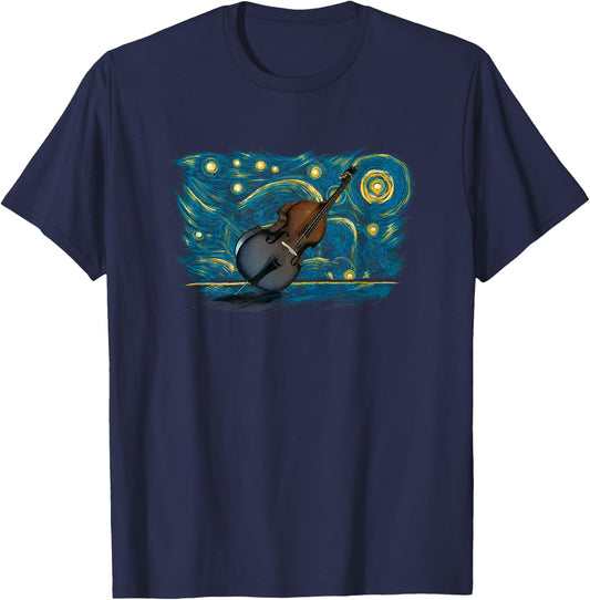 Retro Vintage Style Double Bass T-Shirt - T-Shirt | Navy