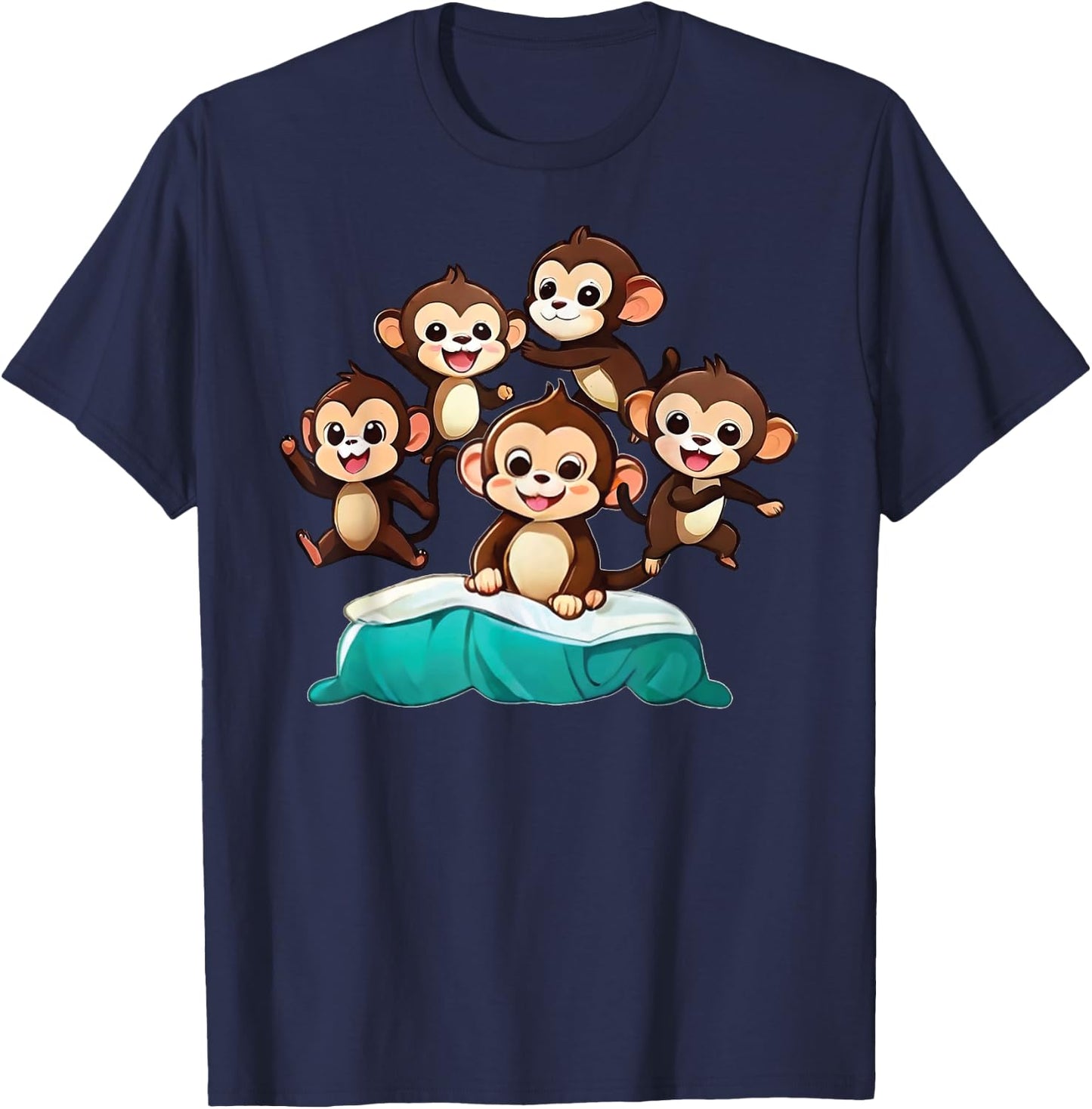 Cool Five Little Monkeys Jumping on The Bed for kids T-Shirt - T-Shirt | Navy