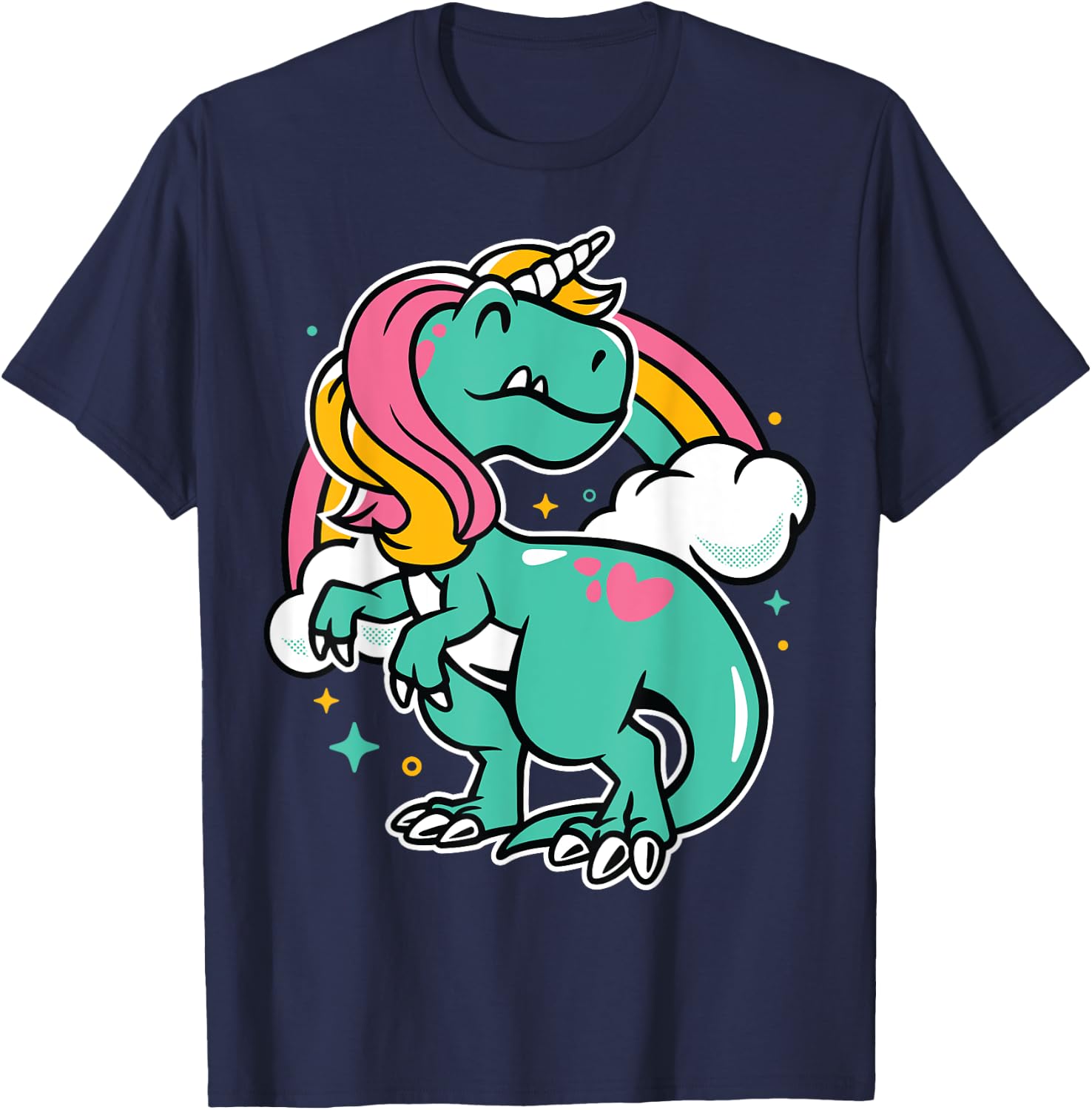 Majestic Unicornasaurus T Rex Unicorn Boys Girls Dinosaur T-Shirt - T-Shirt | Navy