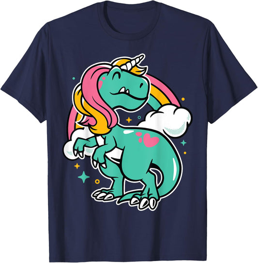 Majestic Unicornasaurus T Rex Unicorn Boys Girls Dinosaur T-Shirt - T-Shirt | Navy