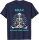 Relax Nothing is Under Control Meditating Skeleton Yoga T-Shirt - T-Shirt | Navy