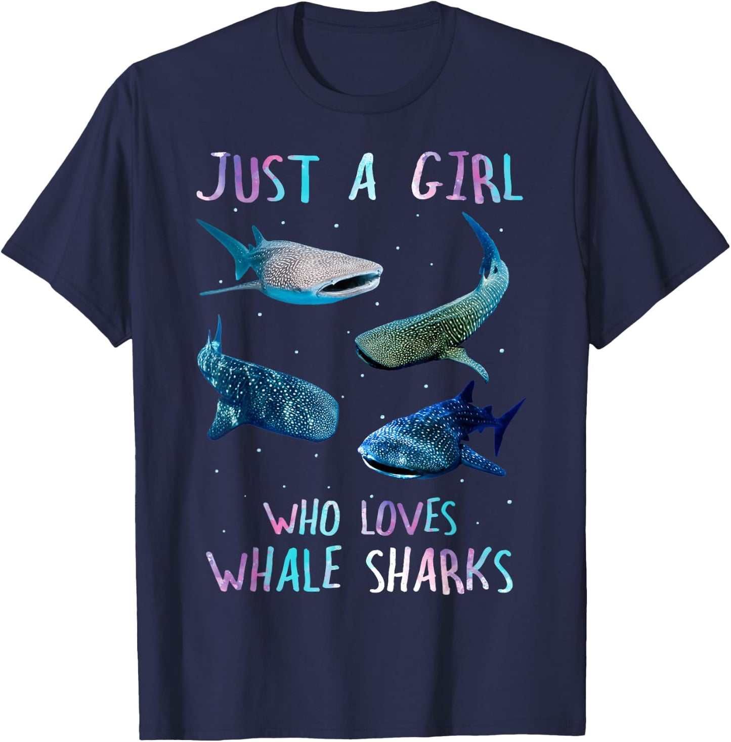 Watercolor Shark Ocean Just A Girl Who Loves Whale Sharks T-Shirt - T-Shirt | Navy