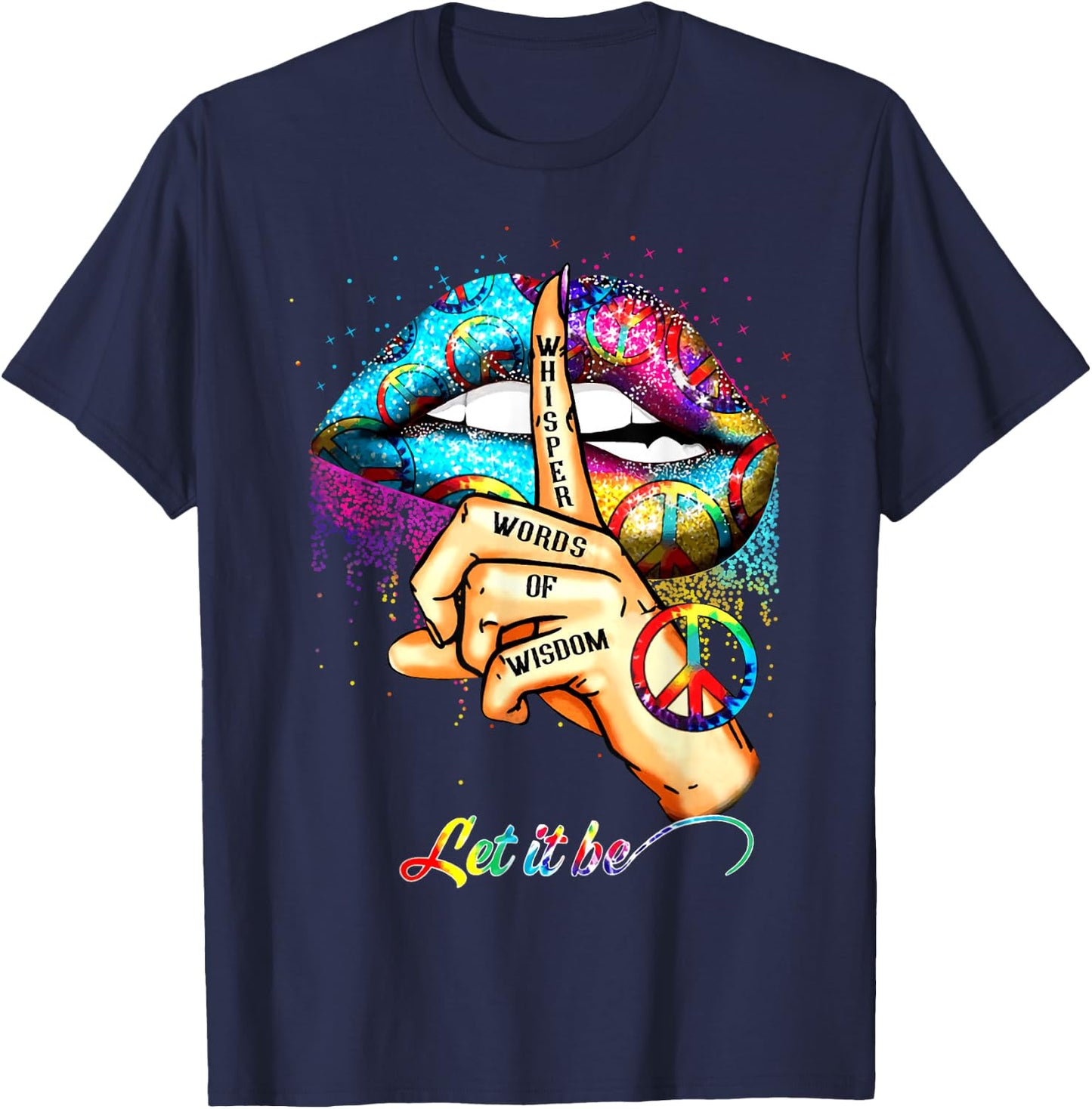 Whisper words of wisdom let peace signal let it be T-Shirt - T-Shirt | Navy