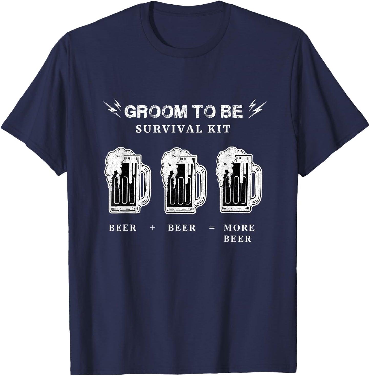 Funny Groom To Be Beer Shirt, Groom Survival Kit Beer T-Shirt - T-Shirt | Navy