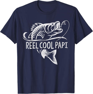 Reel Cool Papi Fishing Gifts Papi Father's Day T-Shirt - T-Shirt | Navy