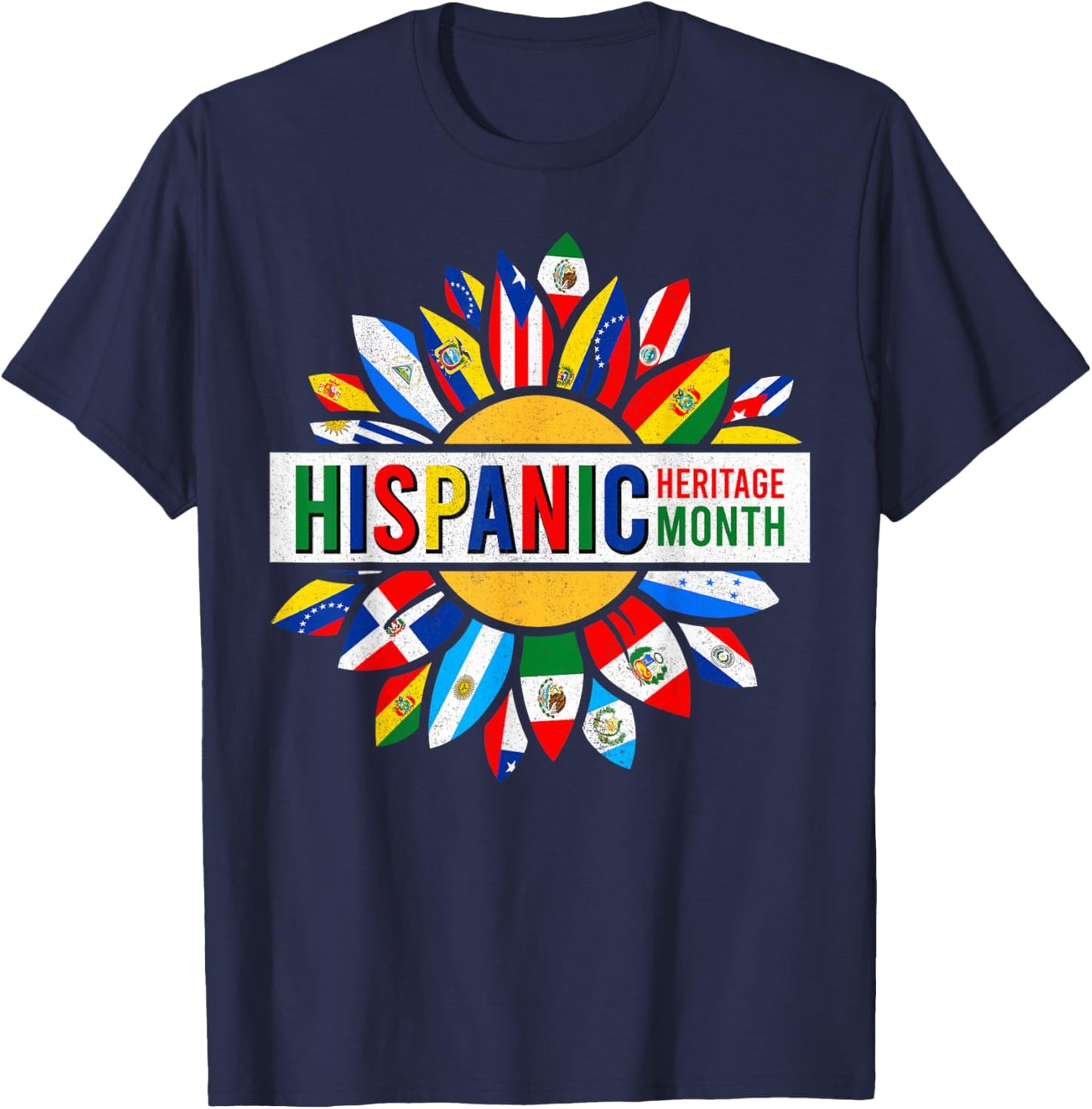 Hispanic Heritage Month Latino Countries Flags T-Shirt - T-Shirt | Navy