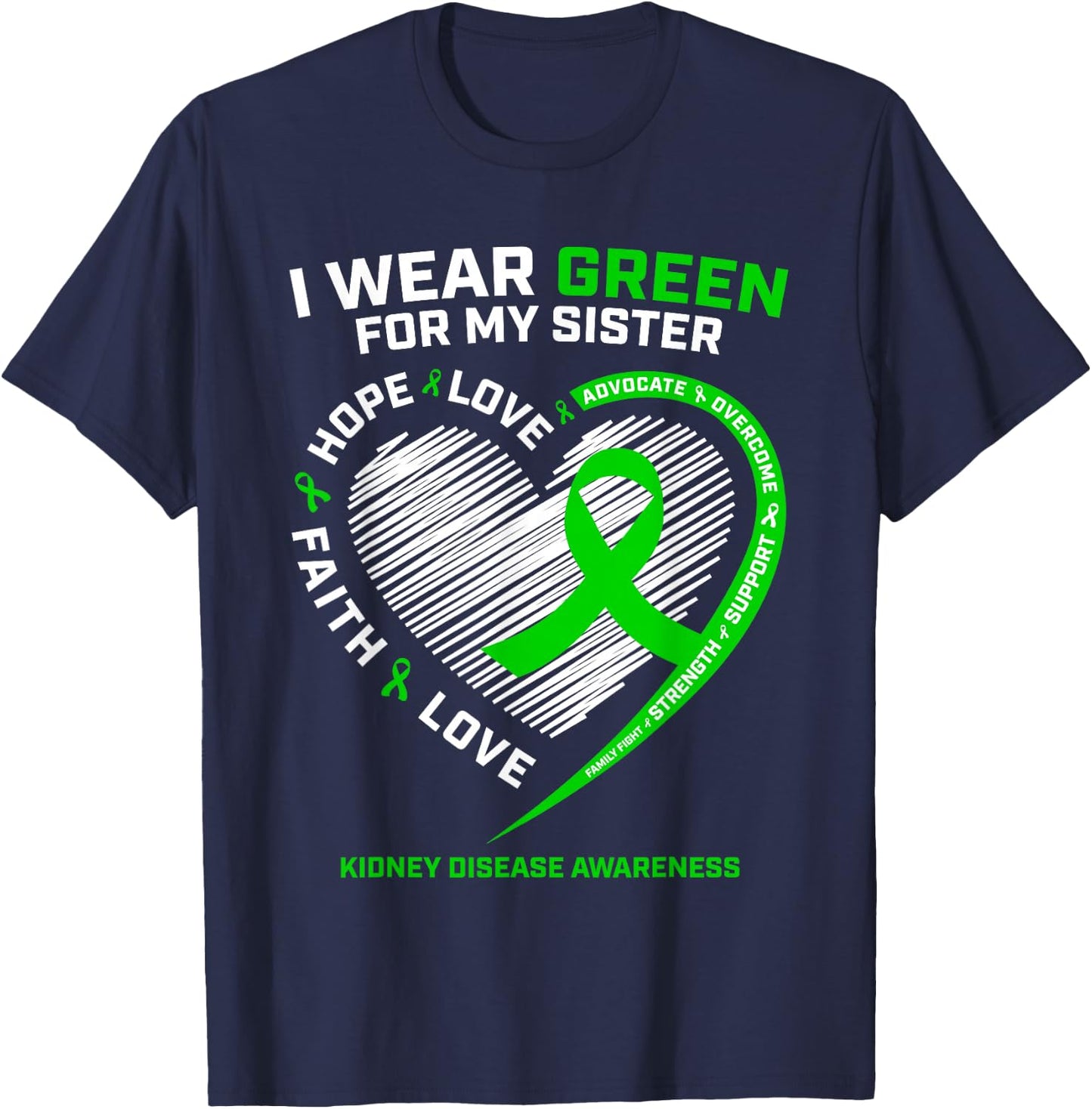 Men Women Kids Warrior Gifts Sister Kidney Disease Awareness T-Shirt - T-Shirt | Navy