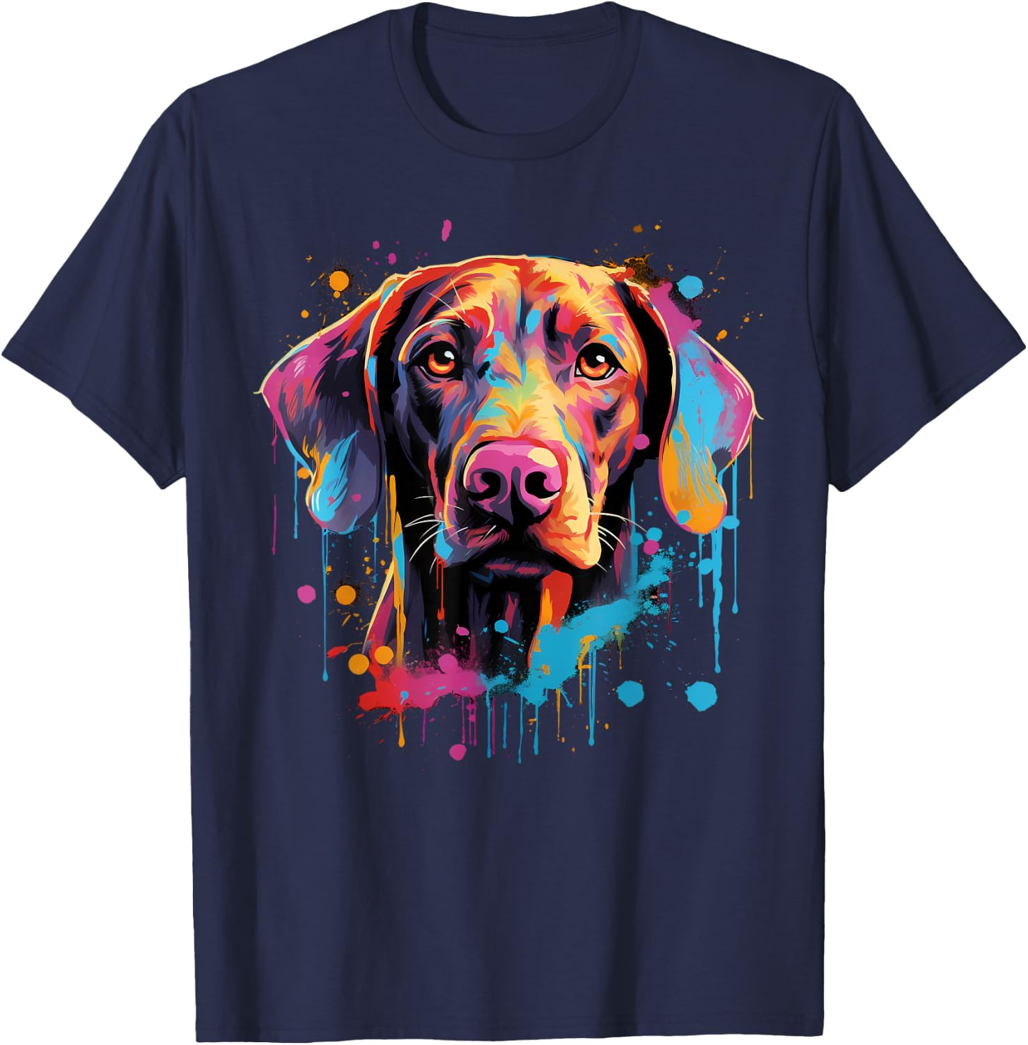 Colorful Vizsla Dog Men Women Kids T-Shirt - T-Shirt | Navy