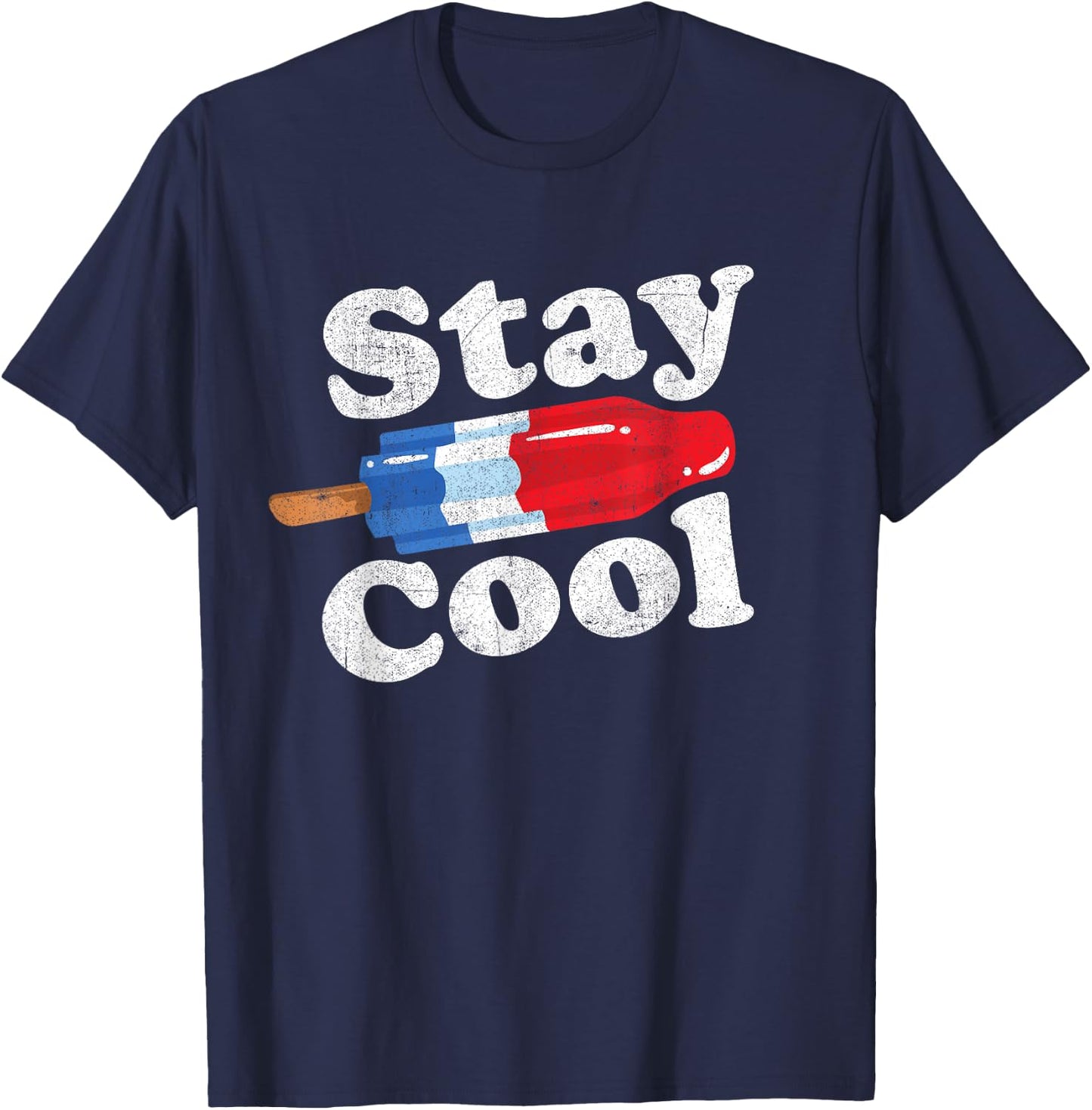 Summer Popsicle Stay Cool Funny Bomb Retro 80s Pop Gift T-Shirt - T-Shirt | Navy