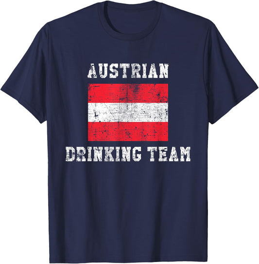 Austrian Drinking Team Funny National Pride Gift T-Shirt - T-Shirt | Navy